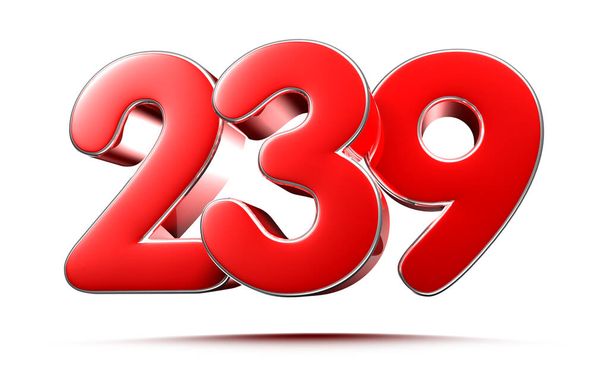 Закругленные красные числа 239 на белом фоне 3D иллюстрация с вырезанием пути - Фото, изображение