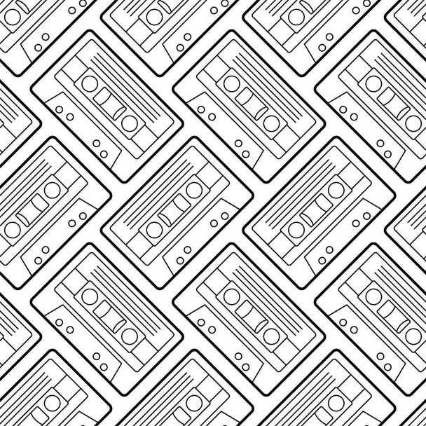 Retro cassette pattern seamless. Boombox cassette for tape recorder background.  - Vektor, obrázek