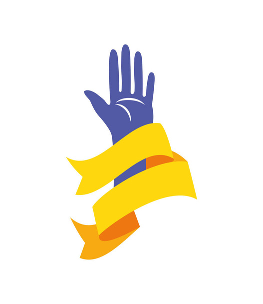 left hand with ribbon - Vector, Image