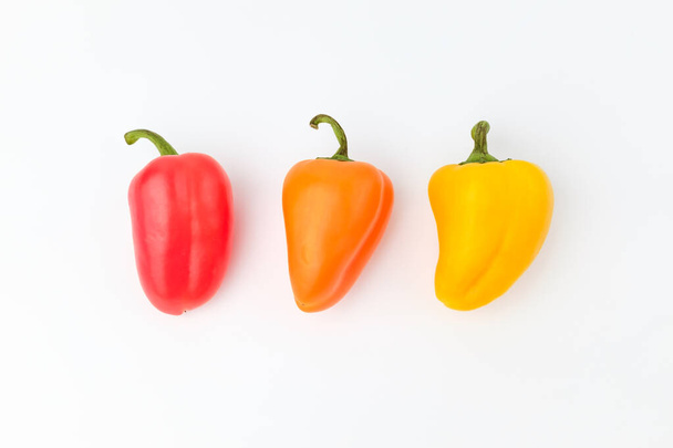 Small paprika. Paprika in multiple colors. Sweet and crispy vegetables - Fotoğraf, Görsel