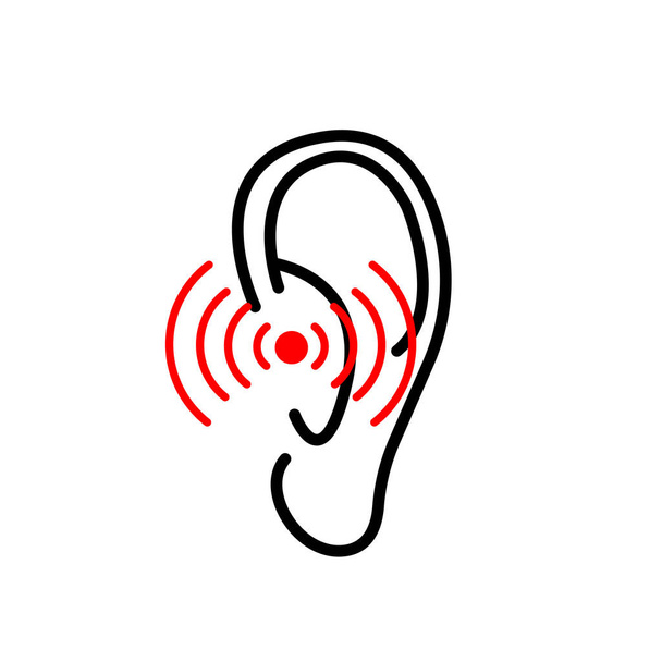 ακουστικό πόνο εικονίδιο, πόνος στο αυτί, φλεγμονή γραμμικό σημάδι απομονωμένο - Φωτογραφία, εικόνα
