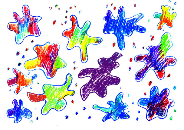  On a white background, a pattern of multicolored blots - Foto, Imagen