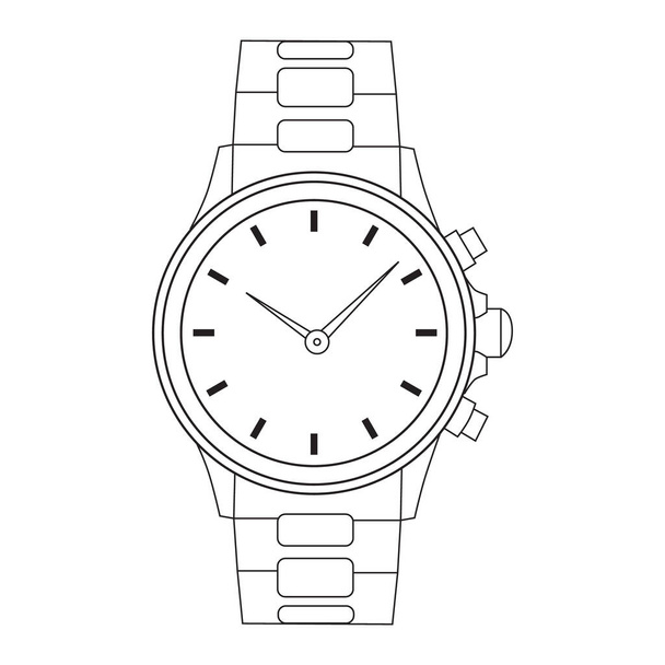 vektor, izolované, skica pánské náramkové hodinky - Vektor, obrázek