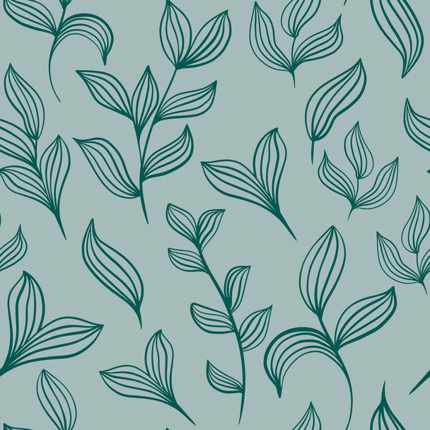 Botanical leafy green pattern, vector illustration. Seamless natural background with leaves. Template for packaging, design and wallpaper. - Διάνυσμα, εικόνα