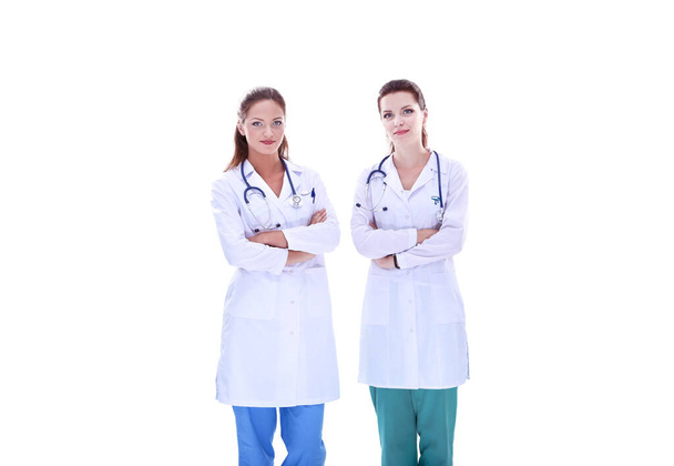 Two young woman doctor , standing in hospital. Two young woman doctor. - Foto, Bild