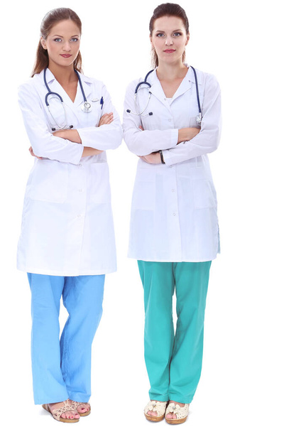 Two young woman doctor , standing in hospital - Foto, Imagem