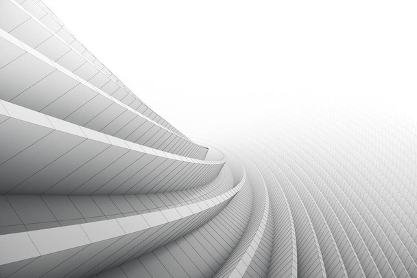 Abstract 3d Curved Achtergrond met lijn. Circulaire Vormen Modern minimalistisch Design. Wit glad geometrisch. 3d Rendering - Foto, afbeelding