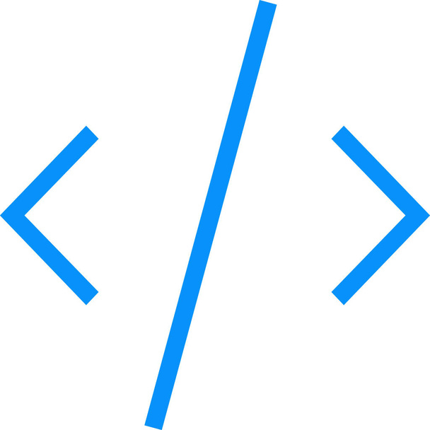 azul cerrar icono de código en el estilo de esquema - Vector, imagen