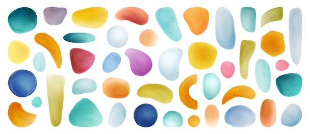 Watercolor brushes and liquid blobs design set - Vector, Image