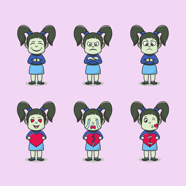 jeu de filles mignonnes personnages dessin animé illustration - Vecteur, image