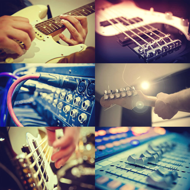ηλεκτρική ηχογράφηση κιθάρας στο στούντιο μουσικής - Φωτογραφία, εικόνα