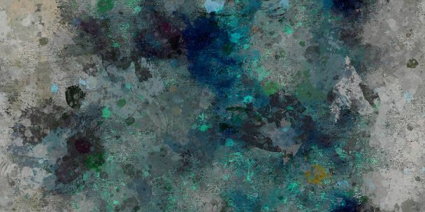 пастельно-голубой и зеленый фон с брызгами брызг краски и брызг текстуры гранж, серо-голубой зеленый цвет, простой простой элегантный винтажный фон - Фото, изображение