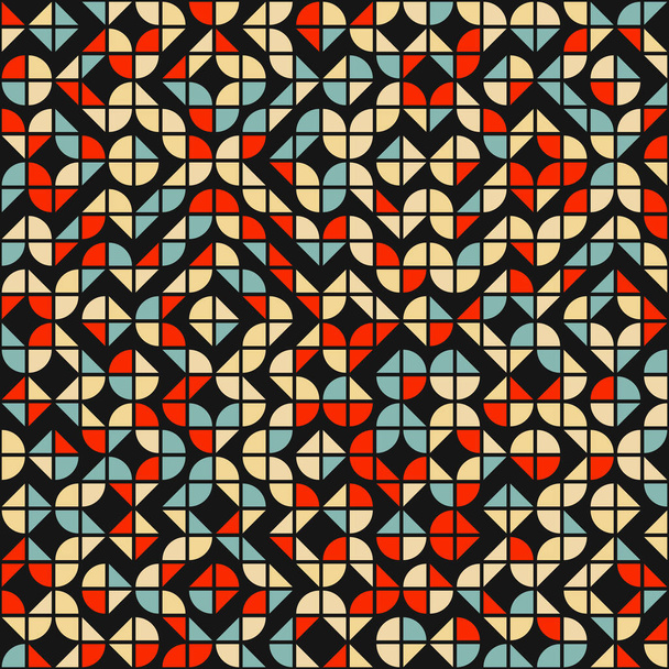 Soyut renk geometrik mozaik desen üretici hesaplama sanatı illüstrasyonu, fayans renk parçalarının taklit edilmesi - Vektör, Görsel