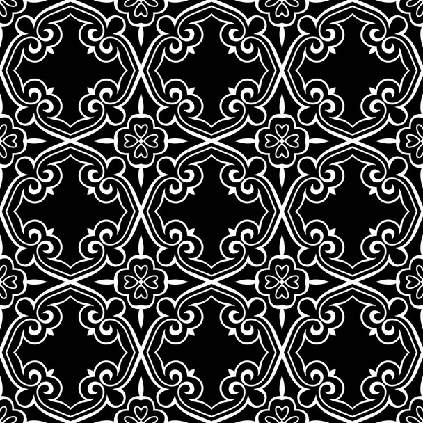  Černobílé pozadí s abstraktními tvary. Pravidelný moderní černobílý vzor. Abstraktní pozadí pro textilní design, povrchové textury, balicí papír. - Fotografie, Obrázek