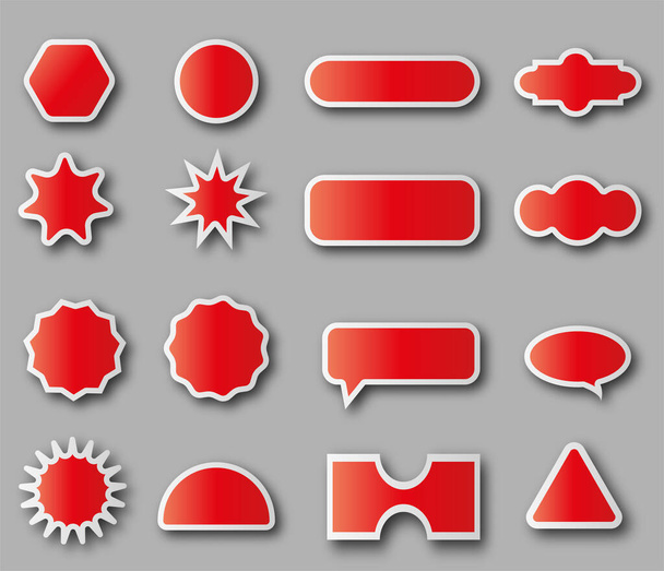 Ensemble vectoriel d'autocollants rouges différentes formes. Élément collection design pour étiquette et logo. Illustration vectorielle - Vecteur, image