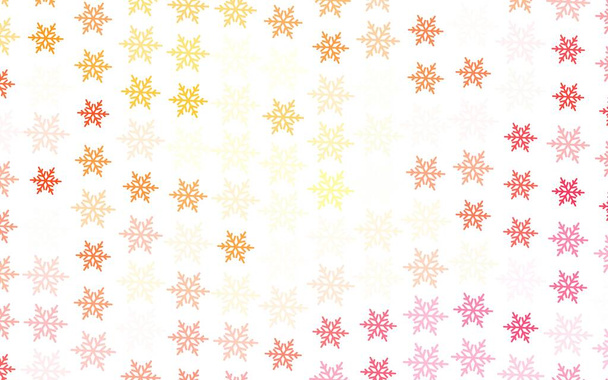 Light Red, Yellow vector pattern with christmas snowflakes, stars. Shining colorful illustration with gradient snow forms. Base part for New Year leaflets. - Vector, Image