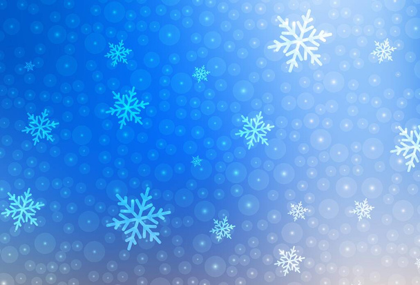 Azul claro, patrón vectorial amarillo en estilo navideño. Ilustración con gradiente bolas de Navidad, copos de nieve. Plantilla para letras, tipografía. - Vector, imagen