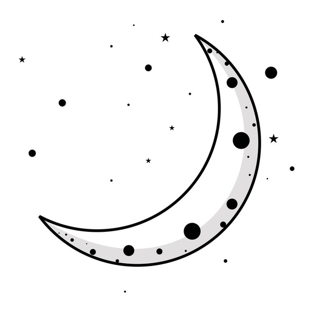 Demi lune avec illustration vectorielle des étoiles - Vecteur, image