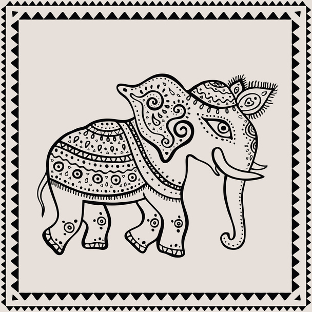 Ethnic elephant.  Indian style. - Διάνυσμα, εικόνα