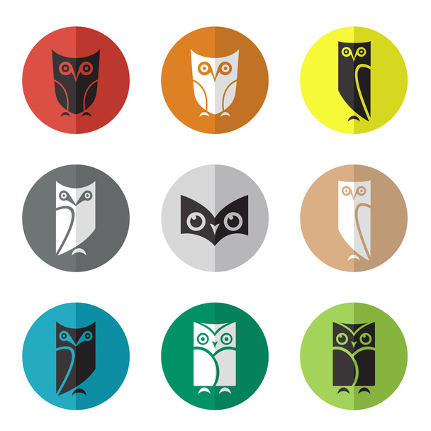 Vector group of owl in the circle  - Διάνυσμα, εικόνα