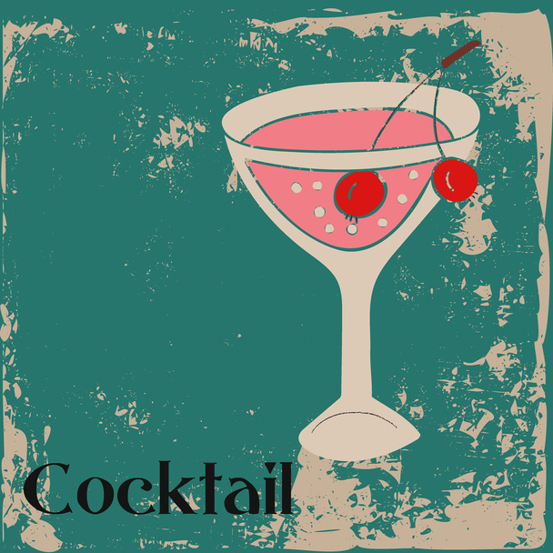A cocktail on grunge green background - Vector, Imagen