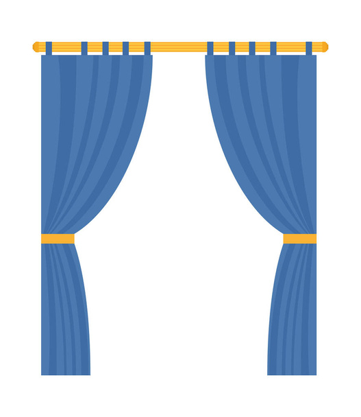 домашні сині штори
 - Вектор, зображення