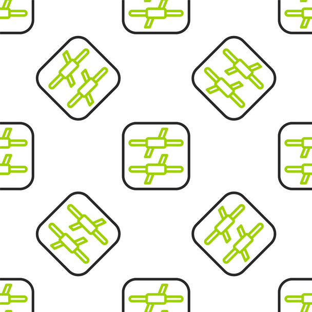 Line Barbed wire icoon geïsoleerd naadloos patroon op witte achtergrond. Vector - Vector, afbeelding