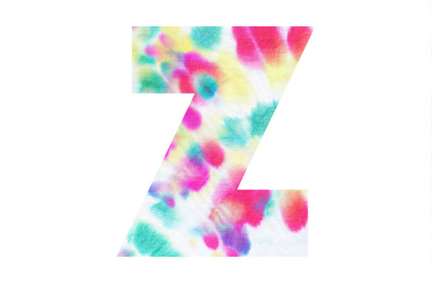 Lettre initiale Z avec texture abstraite peinte à la main de teinture cravate. Isolé sur fond blanc. Illustration pour le titre et la conception du logo - Photo, image