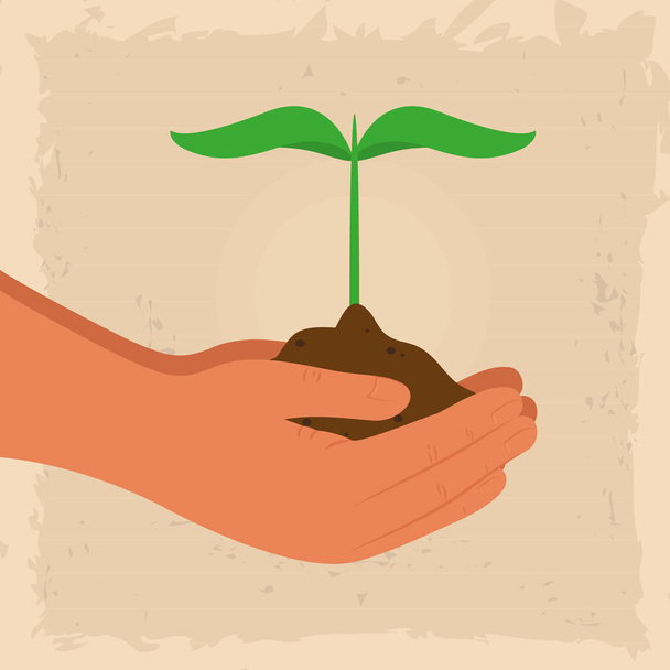 hands holding a plant - Vector, Image