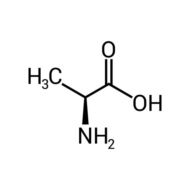 アラニンの化学構造(C3H7NO2) - ベクター画像