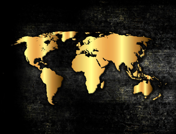 Goldene Weltkarte - Foto, Bild