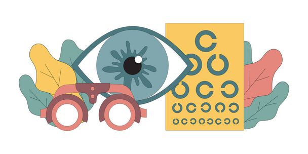 Augenheilkunde. Optometrie für Brillen. Kurzsichtigkeit, Weitsichtigkeit. Augenbehandlung. Vektor-Illustration isoliert auf weißem Hintergrund. - Vektor, Bild