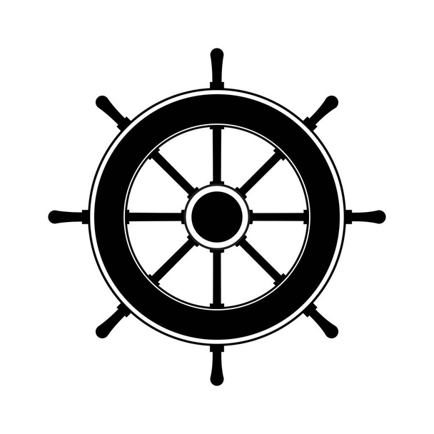 Stuurwiel van een zeeschip silhouet. Vector geïsoleerd op witte achtergrond. - Vector, afbeelding