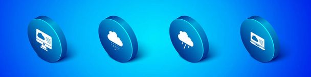 Set Isometric Weather forecast, Cloud with rain,  and  icon. Vector. - Vector, Image