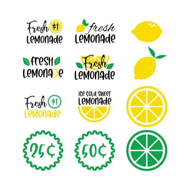 Étiquettes et signes de limonade fraîche au citron. Illustrations vectorielles pour graphisme et web design, pour stand, restaurant et bar, menu. - Vecteur, image