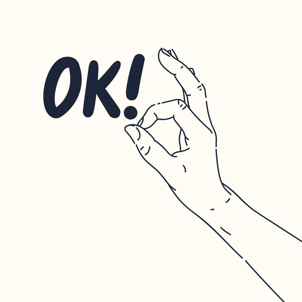 Hand gestures. The hand shows the OK gesture. - Vector, Image