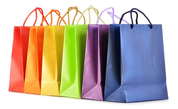 Paper shopping bags isolated on white background - Zdjęcie, obraz