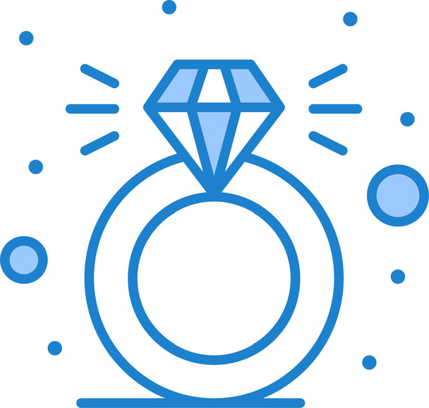 Diamantová ikona přítomného prstenu ve vyplněném stylu osnovy - Vektor, obrázek