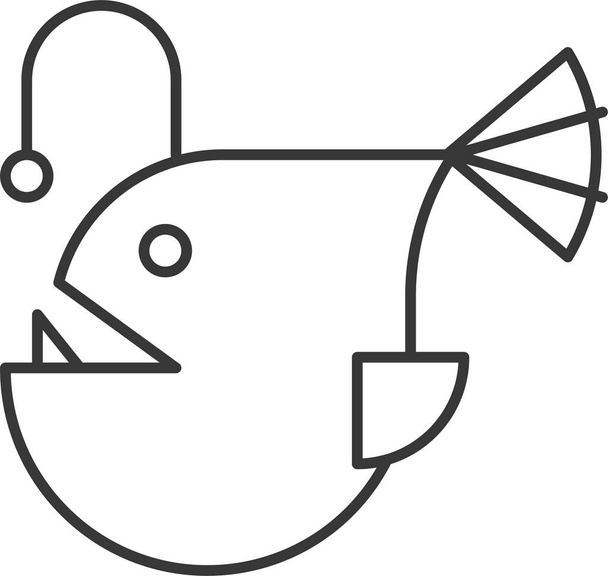 Anglerfish deniz hayvanı derin deniz balığı ikonu ana hatlarıyla - Vektör, Görsel