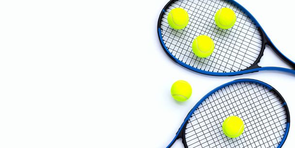 Tennis rackets with balls on white. - Photo, Image