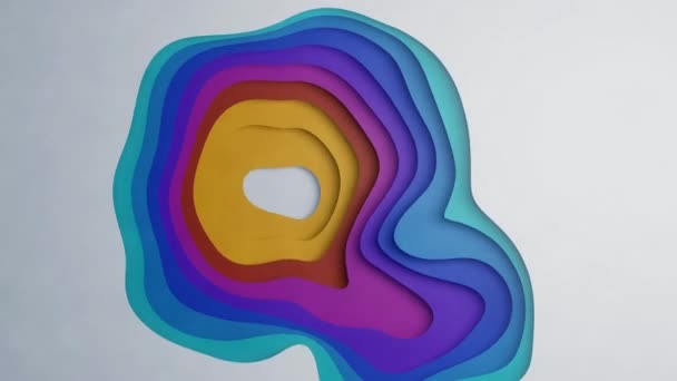 3D abstracte achtergrond met kleurrijke papier gesneden golven. - Video