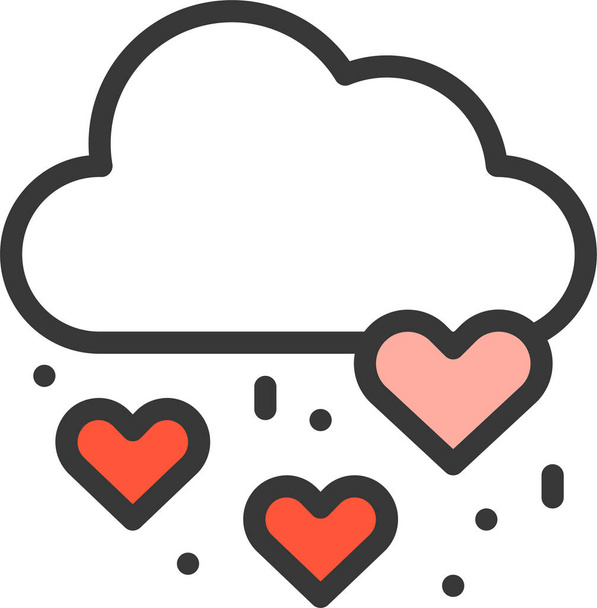 cloud heart rain love icon in filledoutline style - Vector, Image
