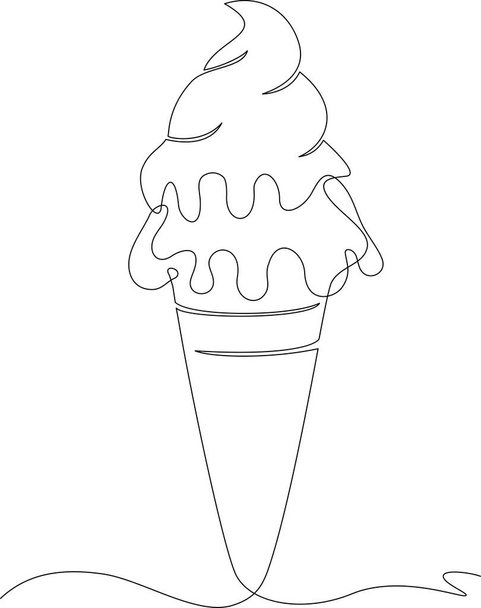 連続線画のアイスクリームコーンスタイル - ベクター画像