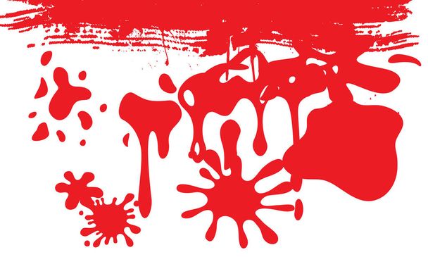 Transfuzja krwi niebieski i czerwony czterech kolorów minimalna ikona zestaw Grunge tło z jasnoczerwonym splash. Rozpryski krwi Krwawe odciski dłoni - Wektor, obraz