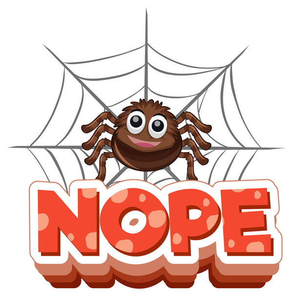 Spider karikatura znak s Ne písmo banner izolované ilustrace - Vektor, obrázek