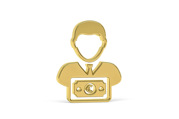 Zlatá 3d banka úředník ikona izolované na bílém pozadí - 3d vykreslení - Fotografie, Obrázek