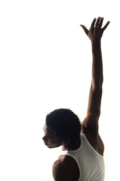 Young african american man with raised arm - Φωτογραφία, εικόνα