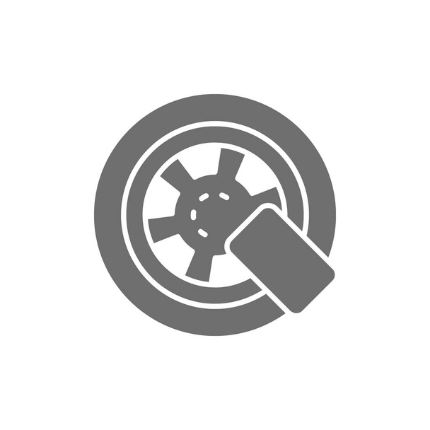 Car wheel lock grey icon. Isolated on white background - Vector, Image