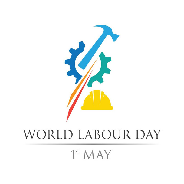 Welt-Arbeitstag 1. Mai Logo-Vektor-Illustration Design-Vorlage. - Vektor, Bild