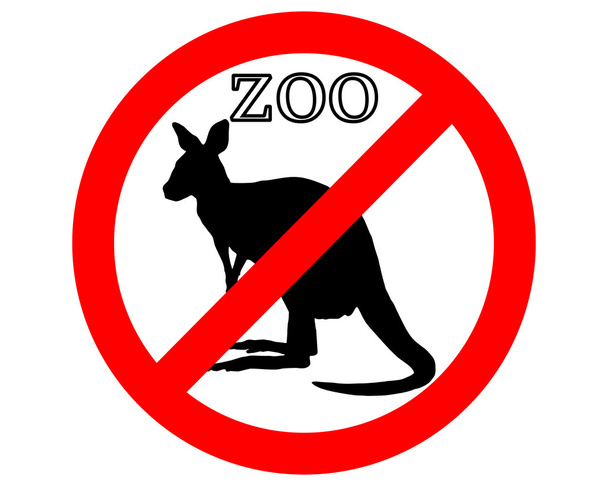 καγκουρό στο ζωολογικό κήπο, απαγορεύεται - Διάνυσμα, εικόνα